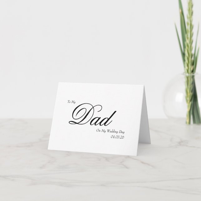 Till min pappa på min bröllopsdag Elegant handstil Tack Kort (Framsida)