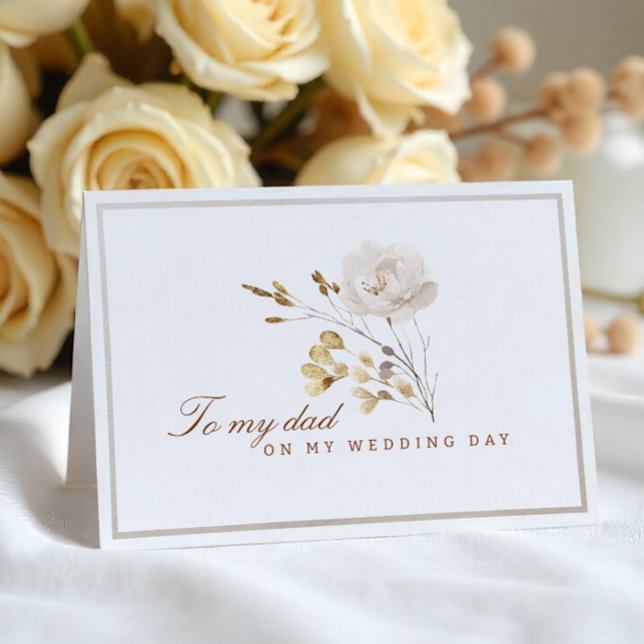 Till min Pappa på mitt Bröllopsdag Fall Blommigt C Tack Kort (Dad - Wedding Day Card)