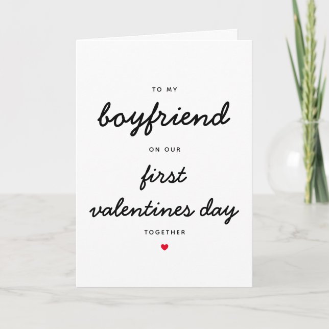 Till min pojkvän på våra första Valentineser tills Kort (Framsida)