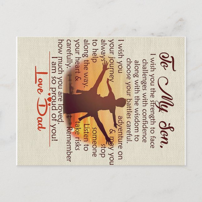 Till min son | Brev med stor vikt | Meddelande Vykort (Framsida)