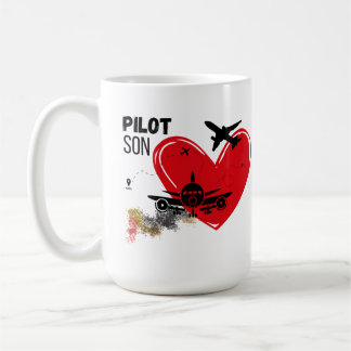 "Till min son - Fly High, Dream Big Pilot Mugg" Kaffemugg