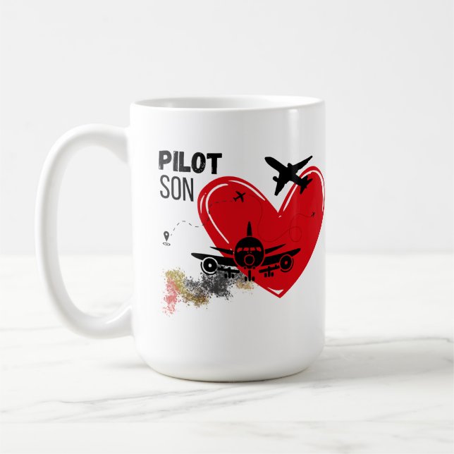 "Till min son - Fly High, Dream Big Pilot Mugg" Kaffemugg (Vänster)