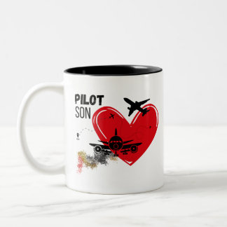 "Till min son - Fly High, Dream Big Pilot Mugg" Två-Tonad Mugg