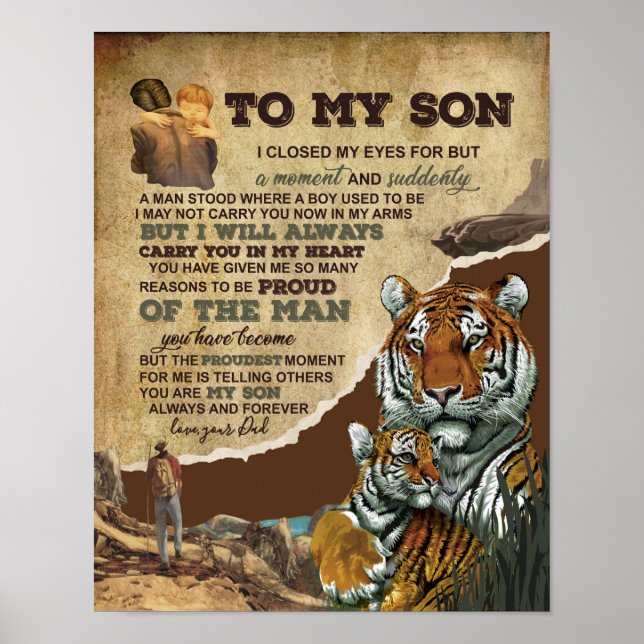 Till min son-gåva,Tiger Älskare,Brev till son från Poster (Framsidan)