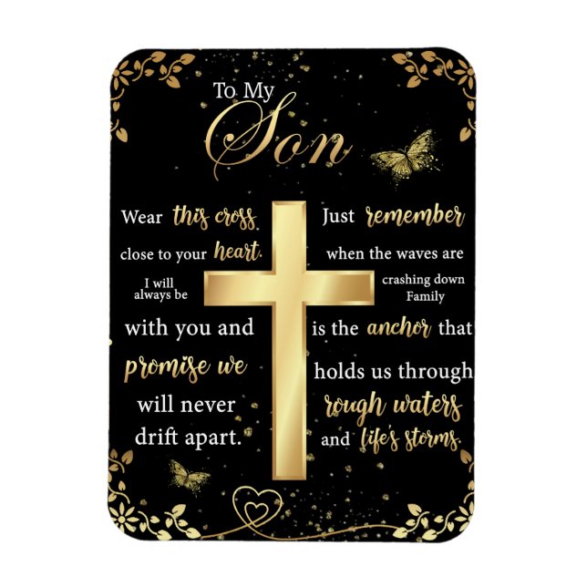 Till min son Gift, Butterfly Älskare, Blommigt Son Magnet (Vertikal)