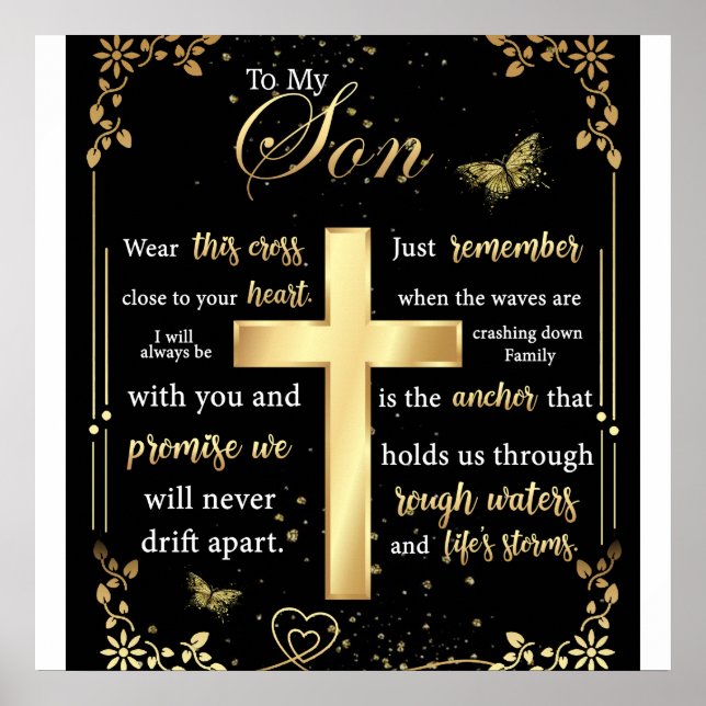 Till min son Gift, Butterfly Älskare, Blommigt Son Poster (Framsidan)