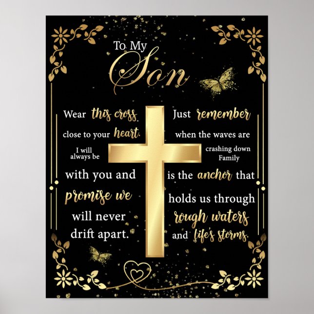 Till min son Gift, Butterfly Älskare, Blommigt Son Poster (Framsidan)