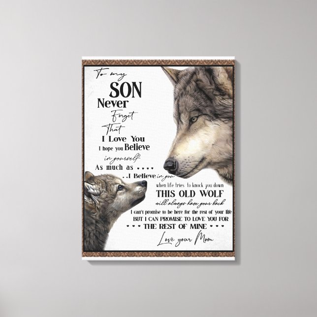 Till min son Gift, Mamma och son, Kärlek Brev till Canvastryck (Framsida)