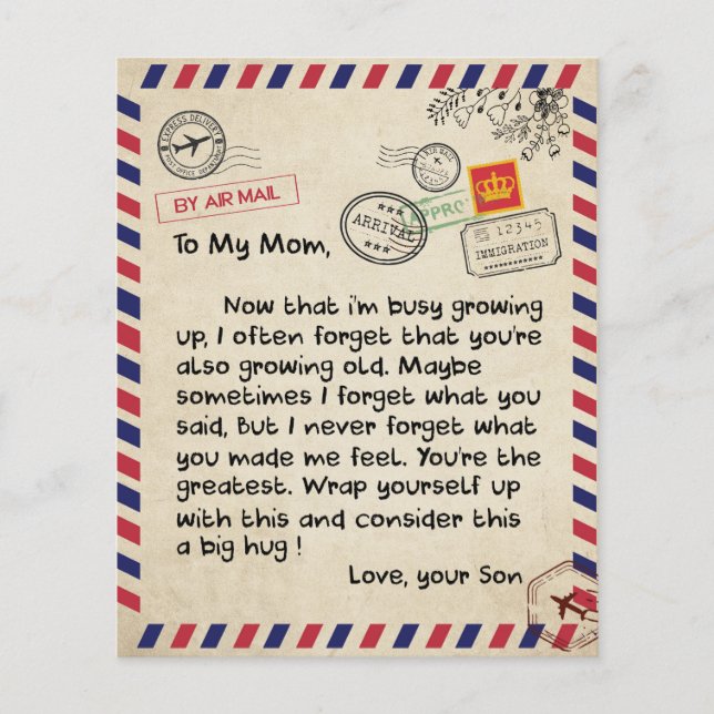 Till min son Gift, Mamma och son, Kärlek Brev till Flygblad (Framsidan)