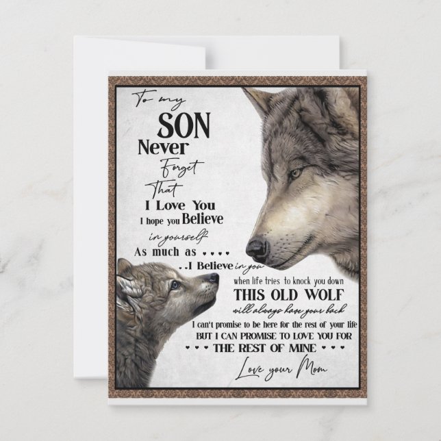 Till min son Gift, Mamma och son, Kärlek Brev till Inbjudningar (Framsida)