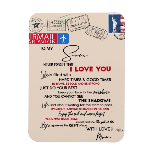 Till min son Gift, Mamma och son, Kärlek Brev till Magnet (Vertikal)