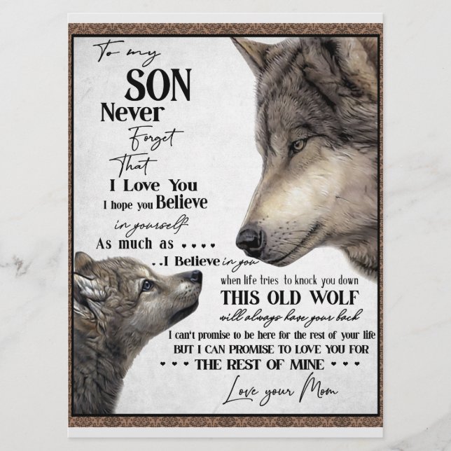 Till min son Gift, Mamma och son, Kärlek Brev till Meny (Framsida)