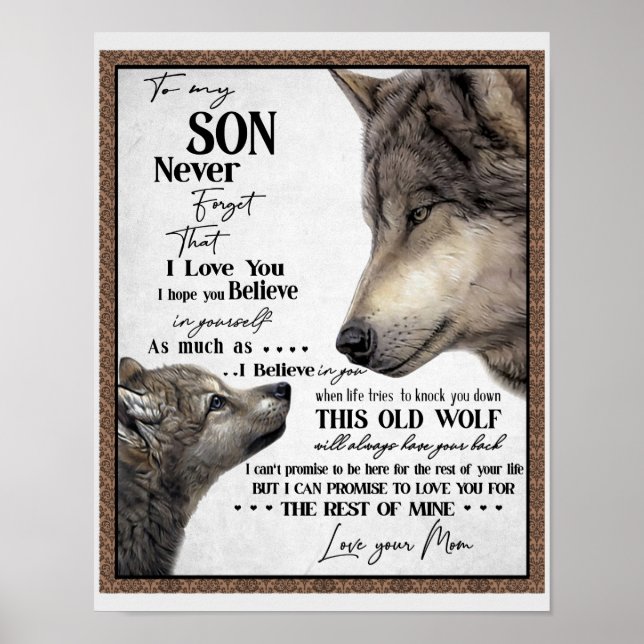Till min son Gift, Mamma och son, Kärlek Brev till Poster (Framsidan)