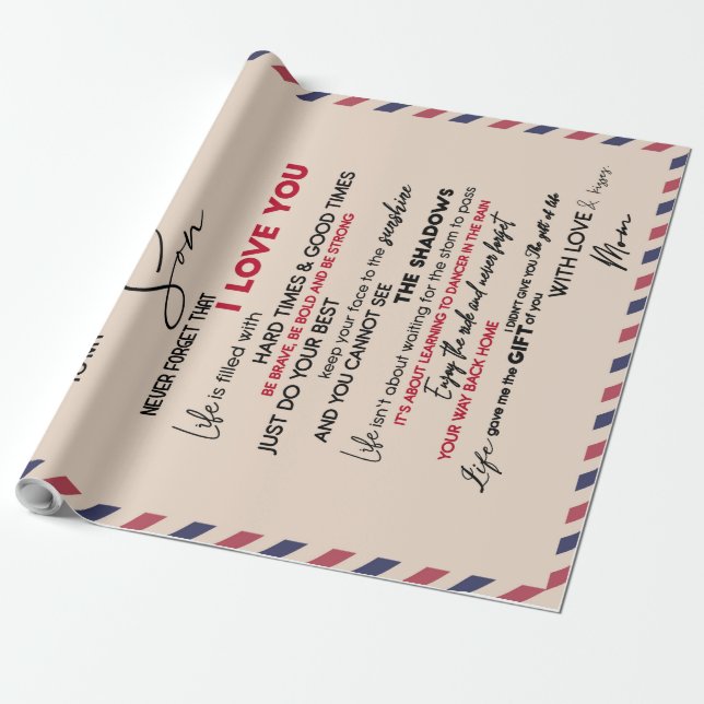 Till min son Gift, Mamma och son, Kärlek Brev till Presentpapper (Utrullad)