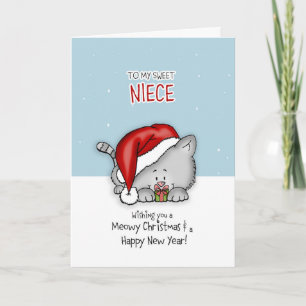 Till min söta systerdotter - Cat Christmascard Helgkort