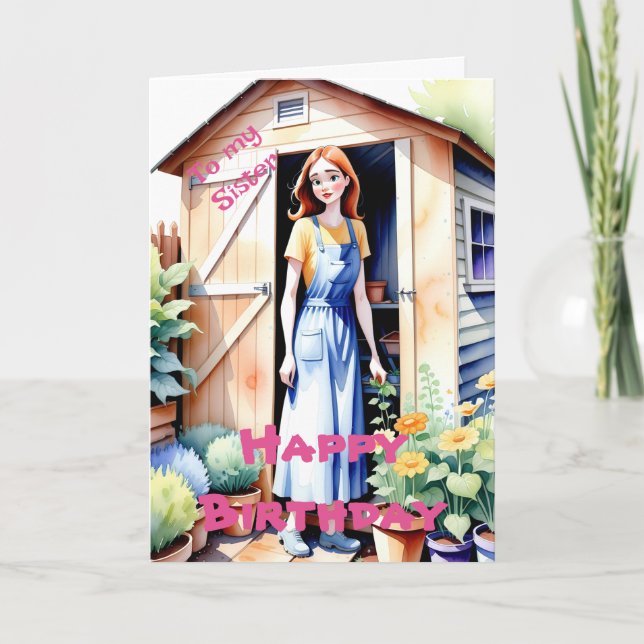 Till min syster Cute  och Flowers Birthday Kort (Framsida)