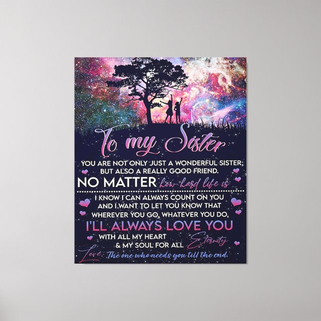 Till min syster Dam Girl Gift, syster Birthday Gif Canvastryck (Framsida)