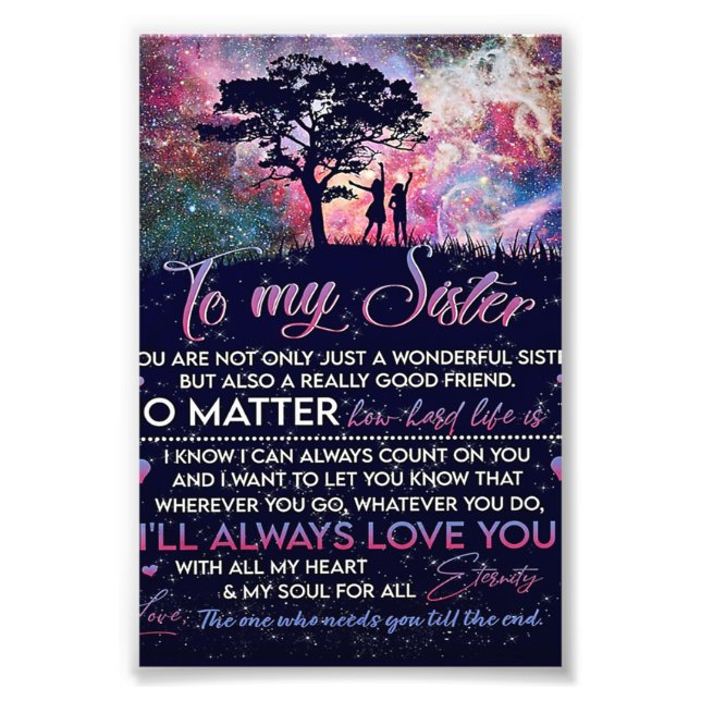 Till min syster Dam Girl Gift, syster Birthday Gif Fototryck (Framsidan)