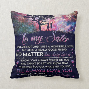 Till min syster Dam Girl Gift, syster Birthday Gif Kudde
