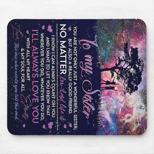 Till min syster Dam Girl Gift, syster Birthday Gif Musmatta (Framsidan)