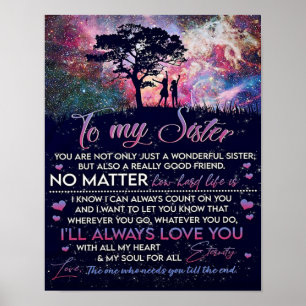 Till min syster Dam Girl Gift, syster Birthday Gif Poster