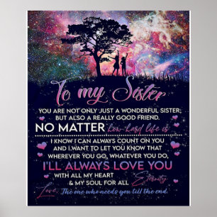 Till min syster Dam Girl Gift, syster Birthday Gif Poster