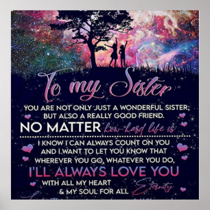 Till min syster Dam Girl Gift, syster Birthday Gif Poster