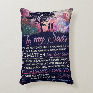 Till min syster Dam Girl Gift, syster Birthday Gif Prydnadskudde
