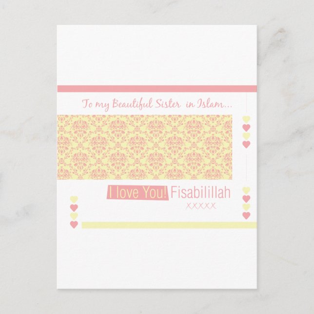 Till min syster i Islam - jag kärlek er fisabilill Vykort (Framsida)