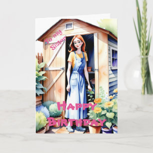 Till min syster söta trädgårdsskötsel och blommor kort