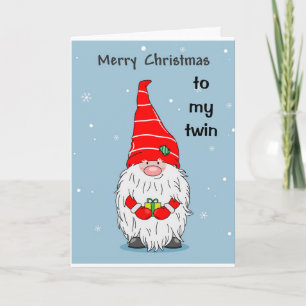 **TILL MIN TWIN VID CHRISTMAS w/ GNOME** HELGDAG C Helgkort