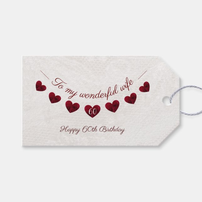 Till min underbara fru 60-årsromantik presentetikett (Framsidan (Horisontell))