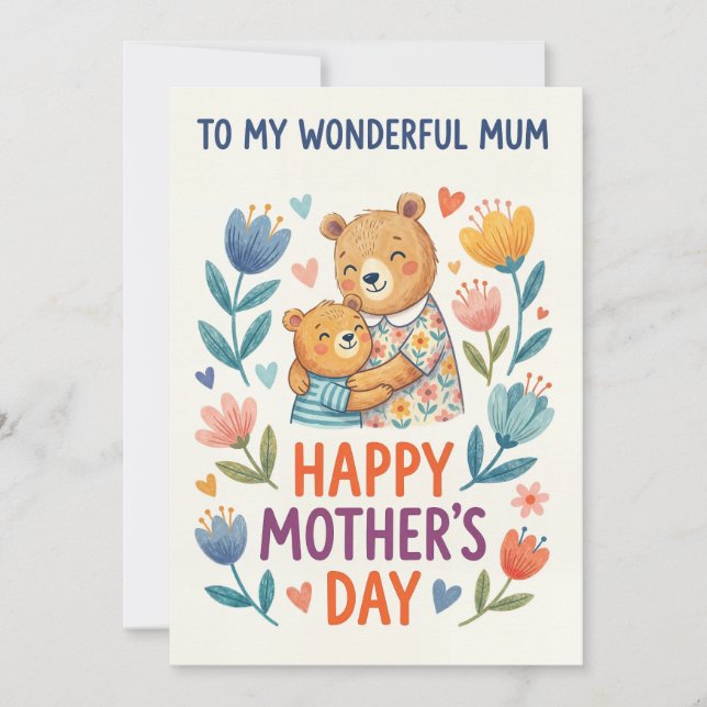 Till min underbara mamma – Glad mors dag Björn Kor Julkort (Framsida)