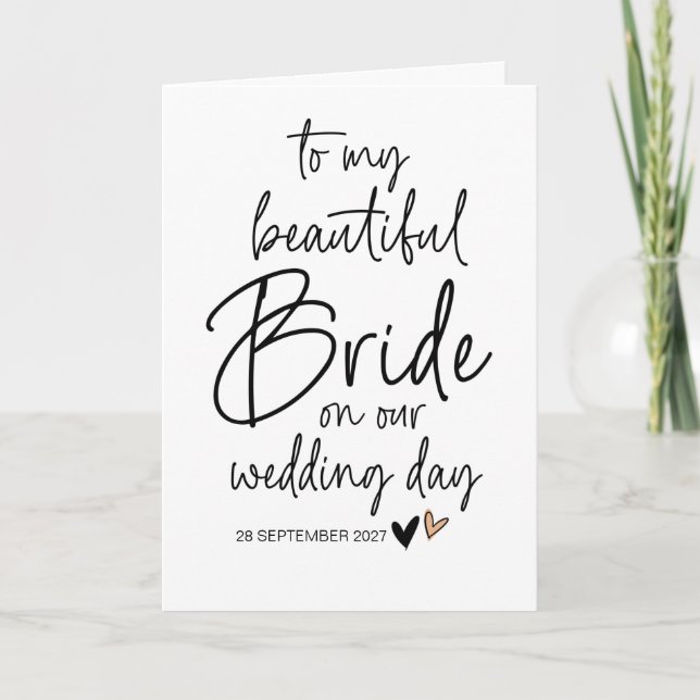 Till min vackra Bride från Groom på Bröllopsdagen Kort (Framsida)