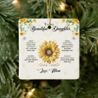 Till min vackra dotter julgransprydnad keramik