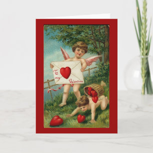 Till min Valentine Cherub med Kärlek Brev Helgkort