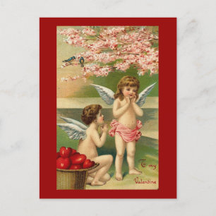 Till min Valentine Cherubs Hearts och Cherry Blomm Helg Vykort