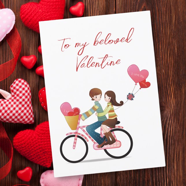 Till min Valentine lite Riding Bicycle Julkort (Skapare uppladdad)