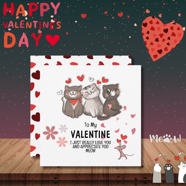 Till min Valentine Meow Anteckningskort (To My Valentine Meow Note Card)