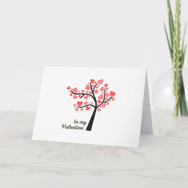 Till min Valentine - Natur Heart Träd Modern desig Helgkort (Framsida)