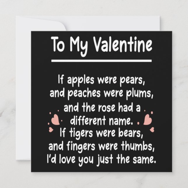Till Min Valentines Kärleksdikt Romantiskt Brev Pr Inbjudningar (Framsida)