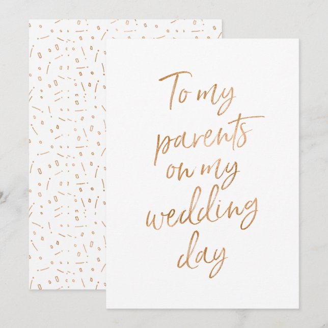 Till mina föräldrar på min bröllopsdag inbjudningar (Fram/baksida)