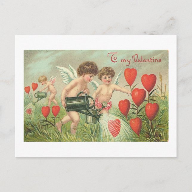 Till mina Valentine Cherubs med Hearts Helg Vykort (Framsida)