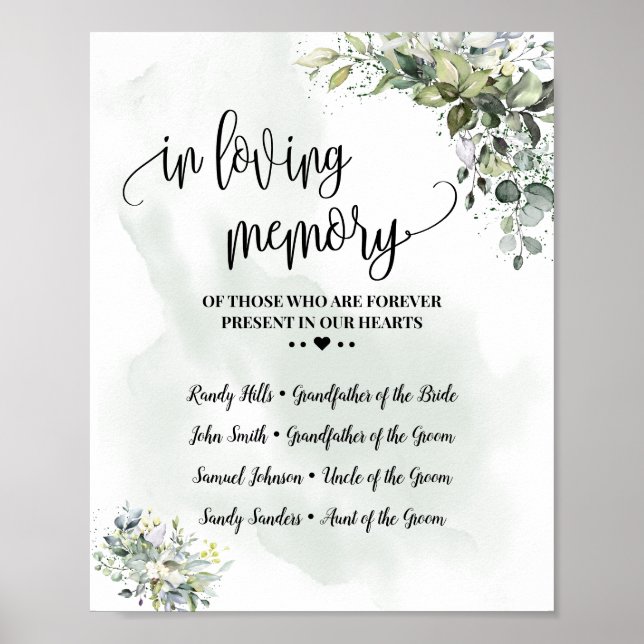 Till minne älskad eukalyptus suckulent poster (Framsidan)