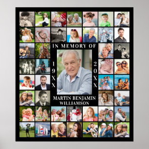 Till minne av 45 Foto Collage Svart Poster