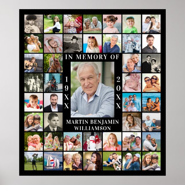 Till minne av 45 Foto Collage Svart Poster (Framsidan)