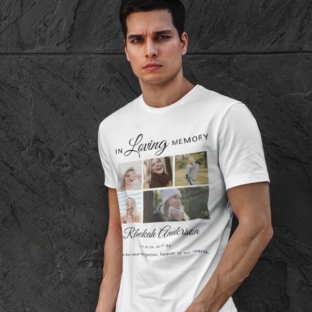 Till minne av | 5 Fotokollage | Minneshögtid T Shirt (Skapare uppladdad)