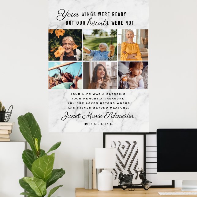 Till minne av | 6 bilder klistra Funeral Poster (Hemmakontoret)