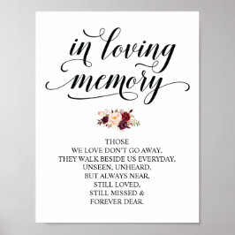 Till minne av älskade v26 Bröllopsminnestavla skyl Poster