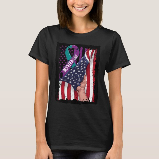 Till minne av Bror i Law Suicide Awareness USA T Shirt (Framsida)